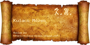 Kulacs Mózes névjegykártya